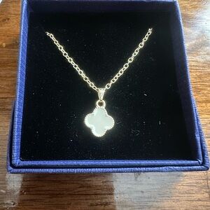 Gold Plated Stainless Steel Beige Clover Necklace
